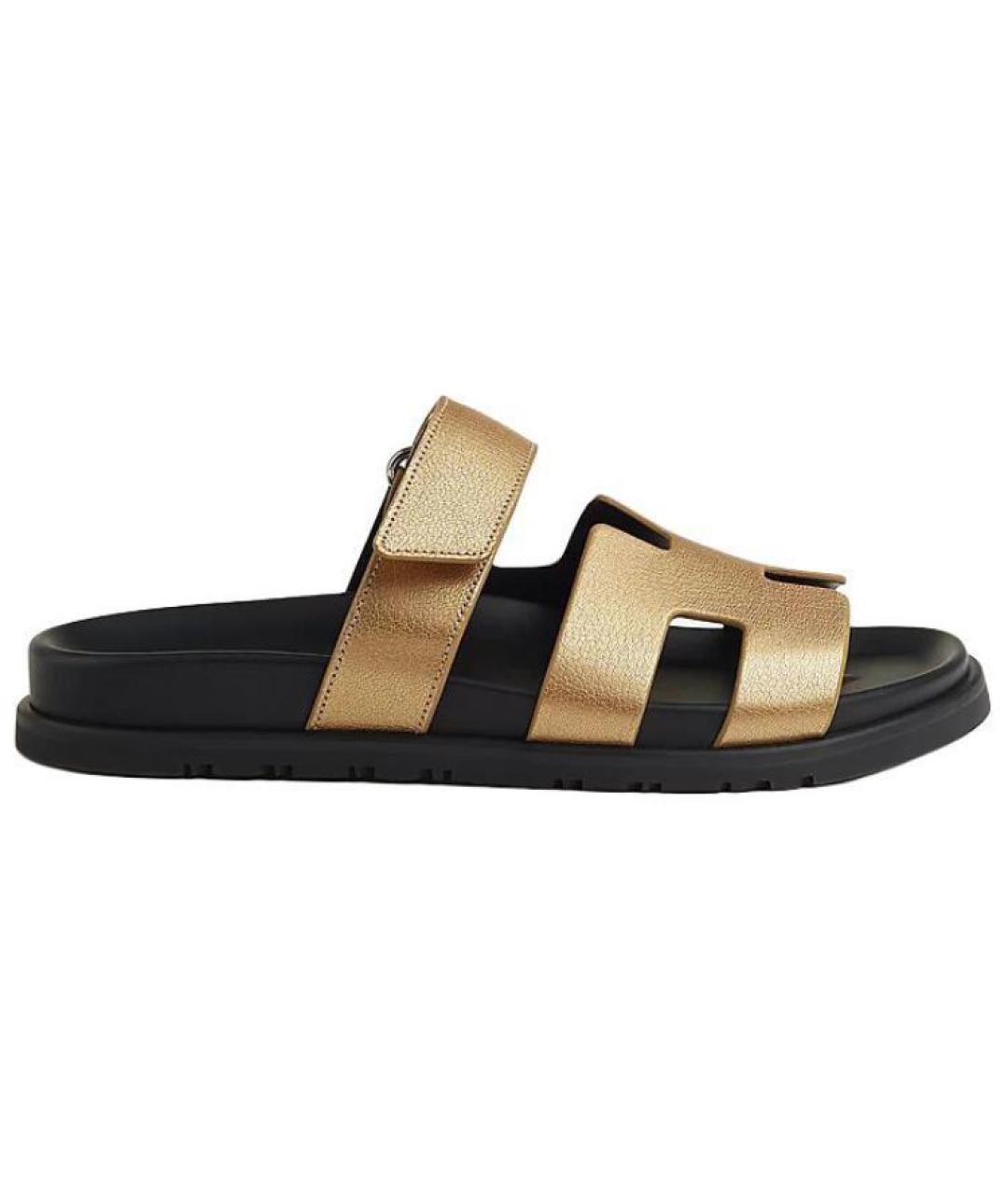 HERMES Золотые сандалии, фото 1