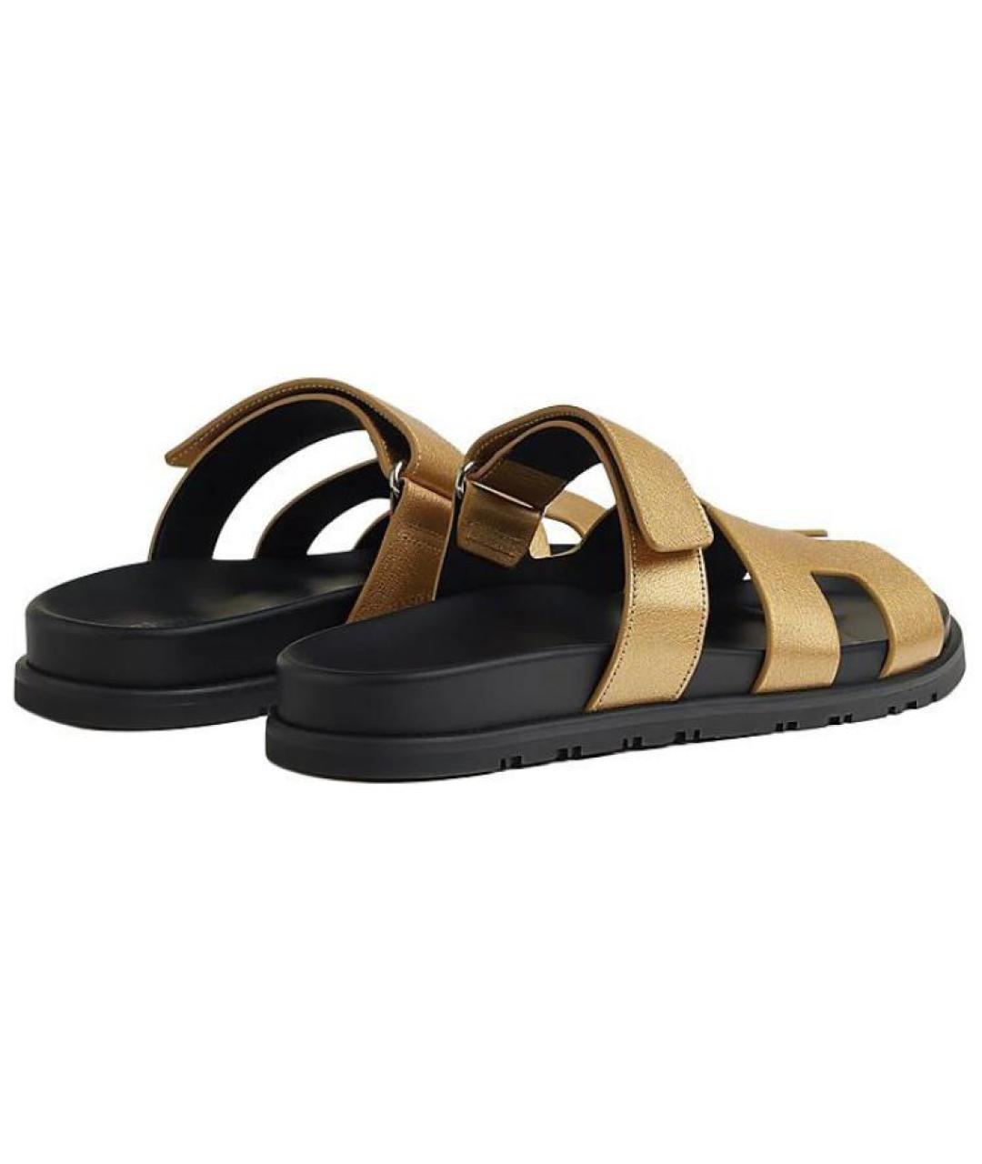 HERMES Золотые сандалии, фото 4