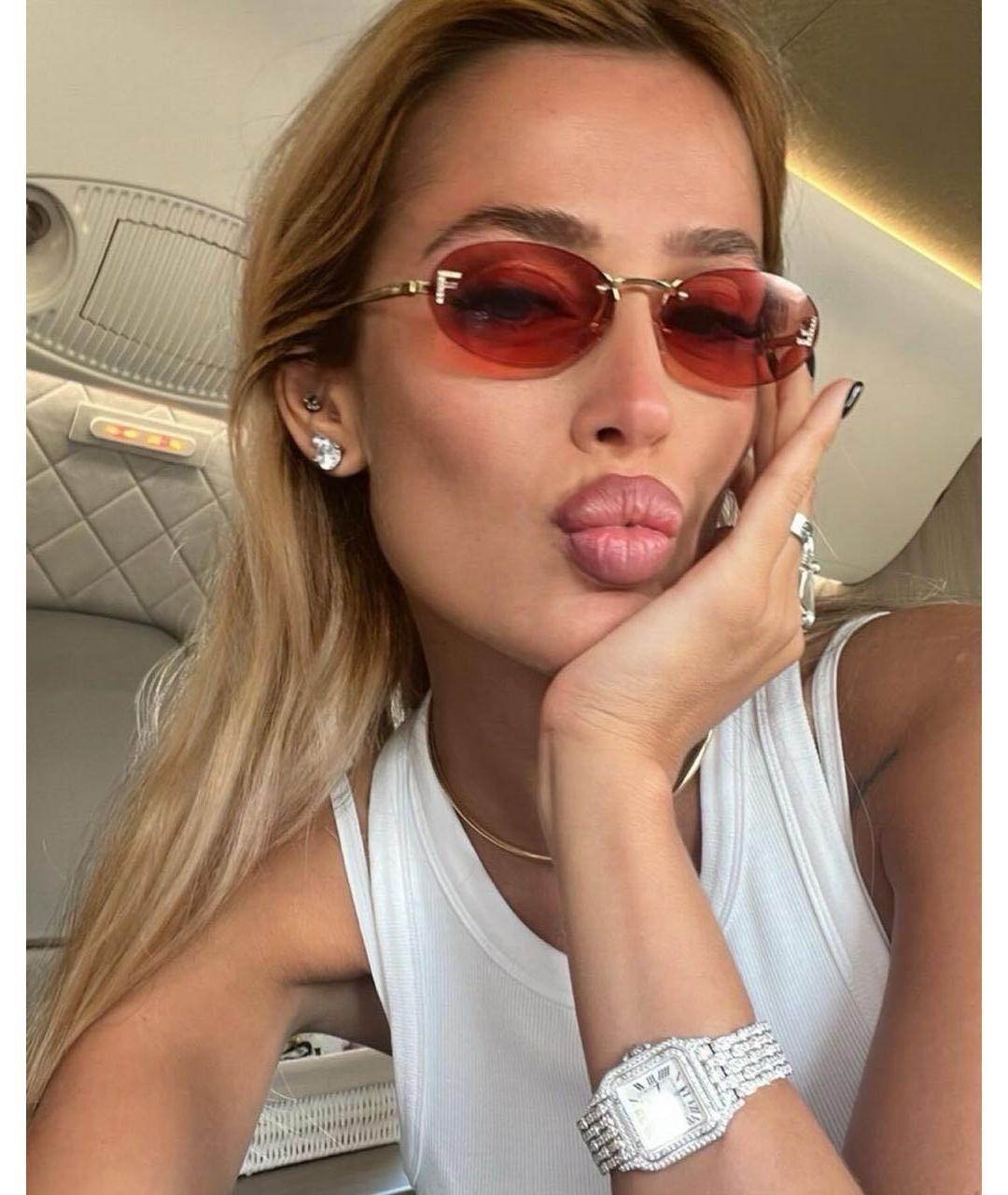FENDI Коралловые металлические солнцезащитные очки, фото 8