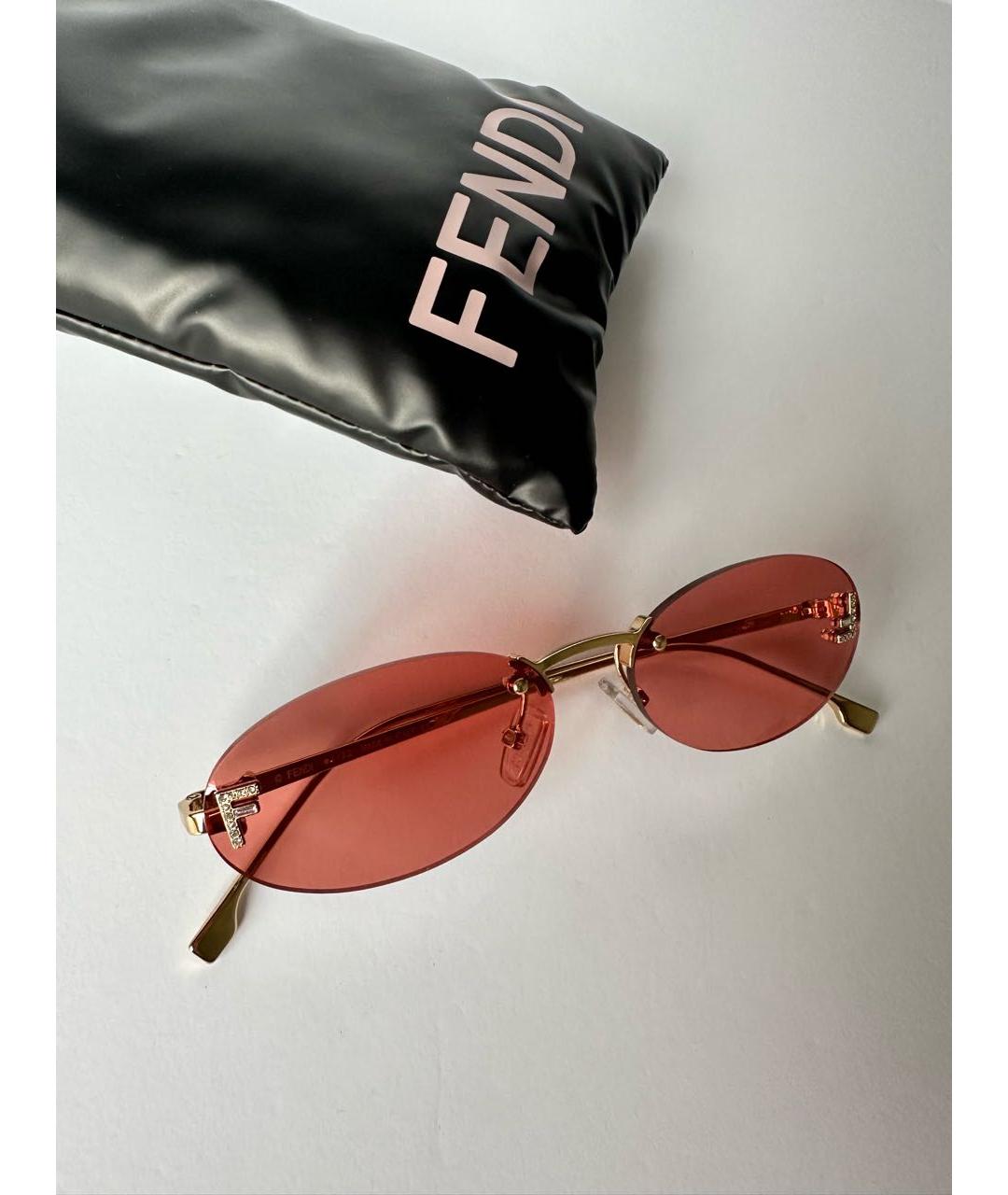 FENDI Коралловые металлические солнцезащитные очки, фото 5