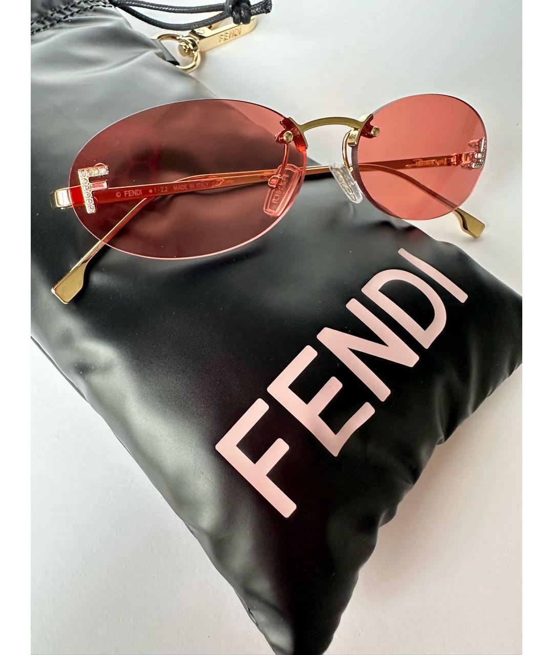 FENDI Коралловые металлические солнцезащитные очки, фото 4