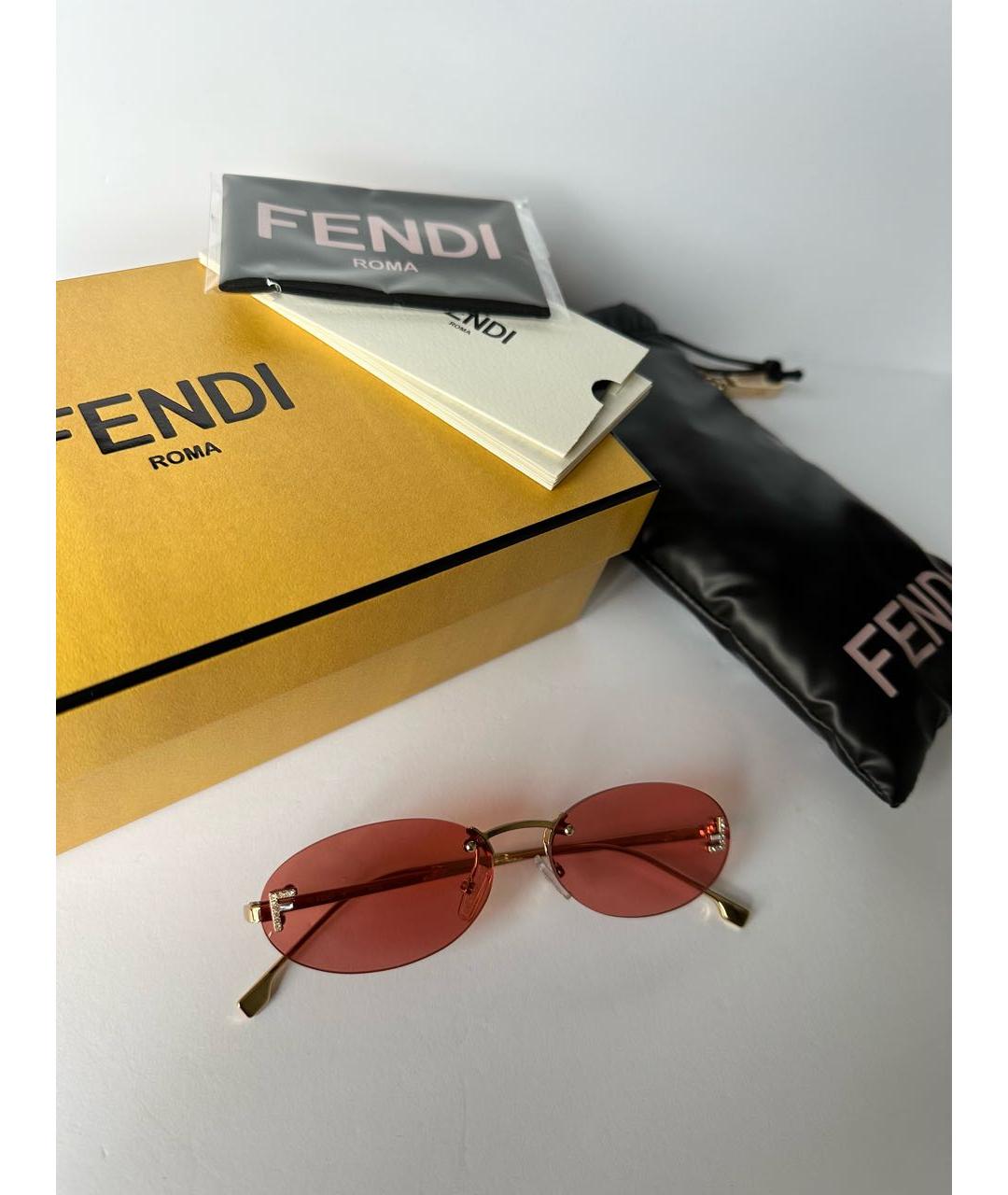 FENDI Коралловые металлические солнцезащитные очки, фото 3