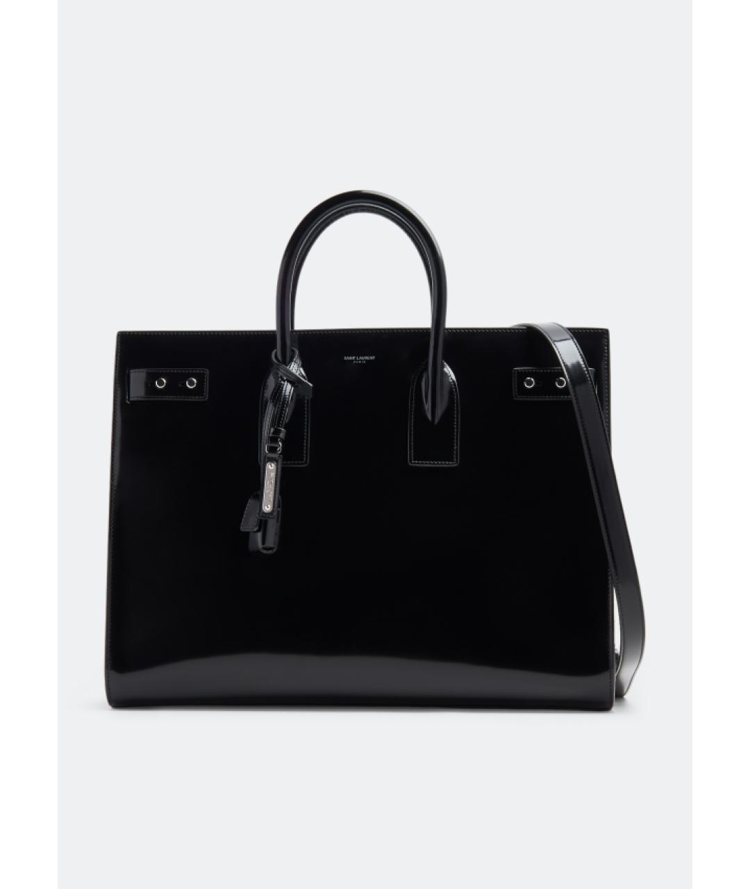 SAINT LAURENT Черная сумка тоут из лакированной кожи, фото 6