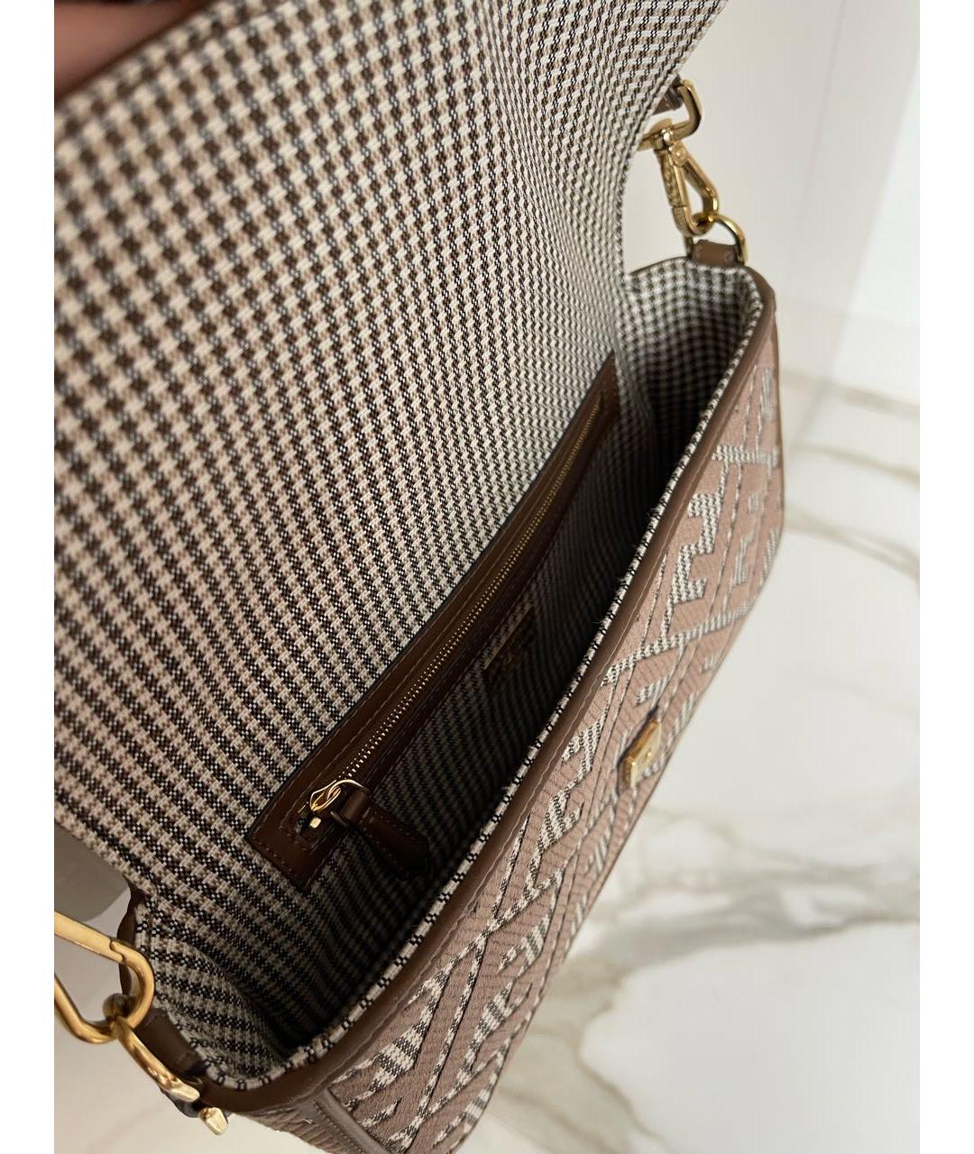 FENDI Коричневая тканевая сумка через плечо, фото 4