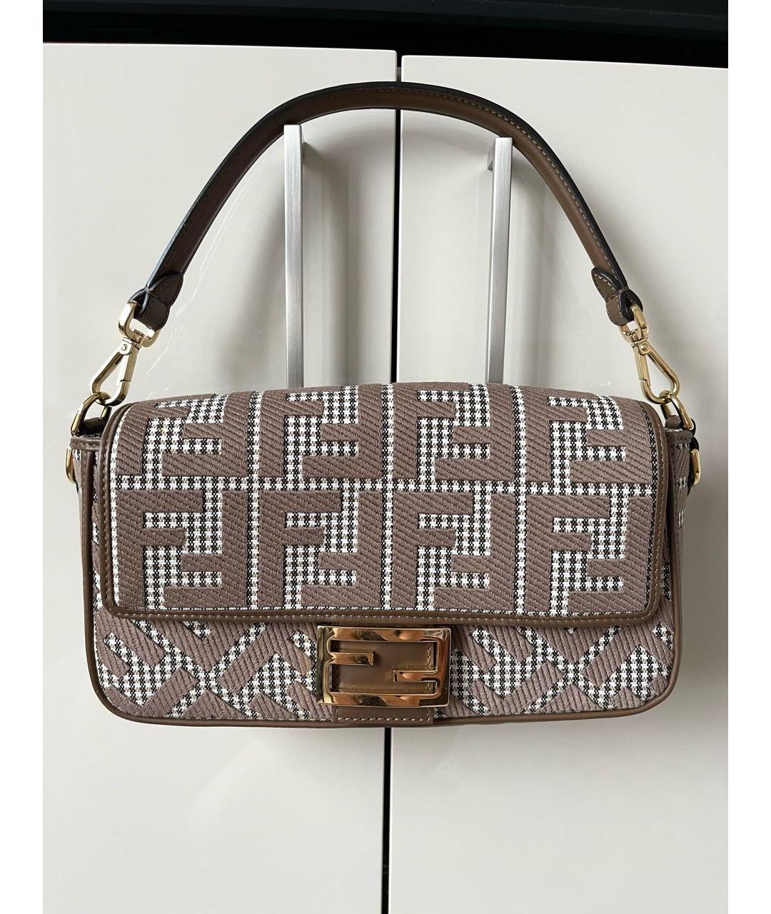 FENDI Коричневая тканевая сумка через плечо, фото 9