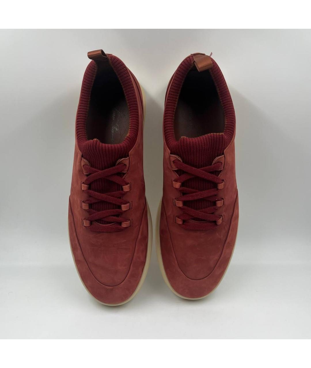 LORO PIANA Бордовые низкие кроссовки / кеды, фото 2