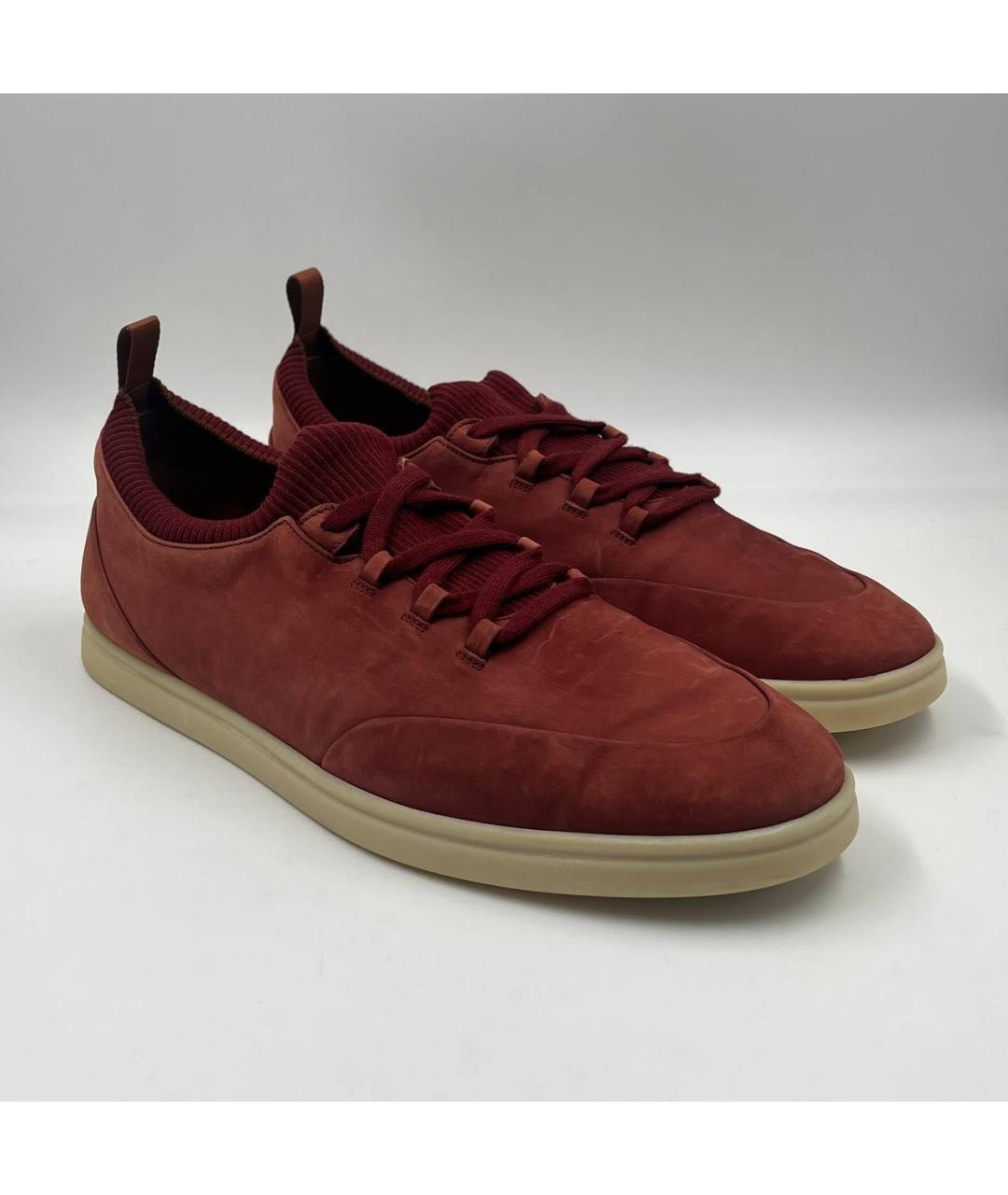 LORO PIANA Бордовые низкие кроссовки / кеды, фото 6