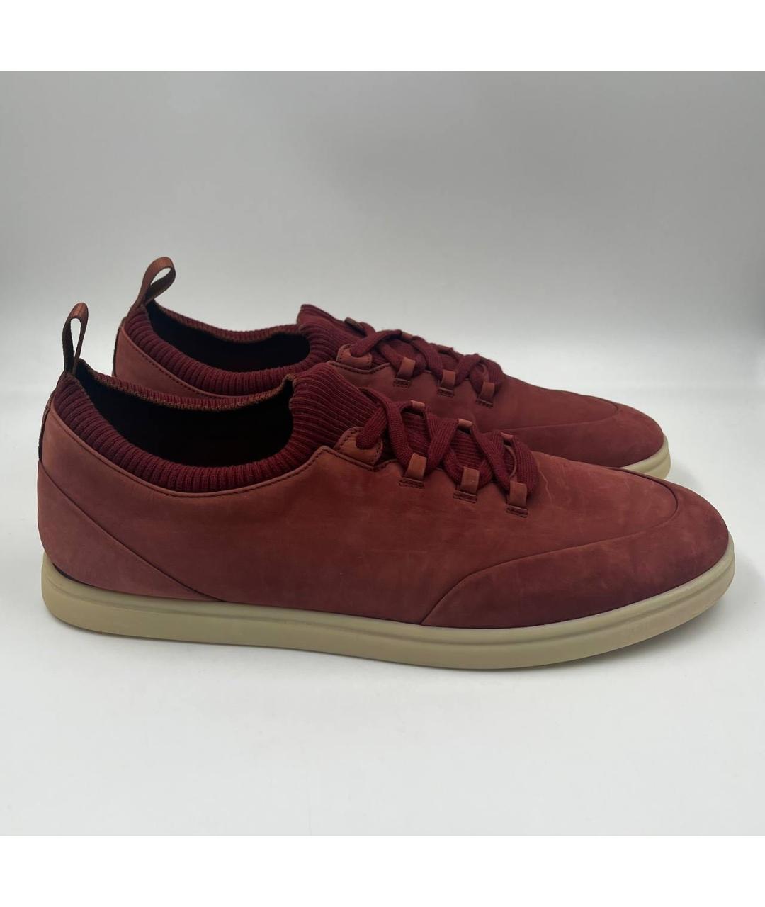 LORO PIANA Бордовые низкие кроссовки / кеды, фото 3