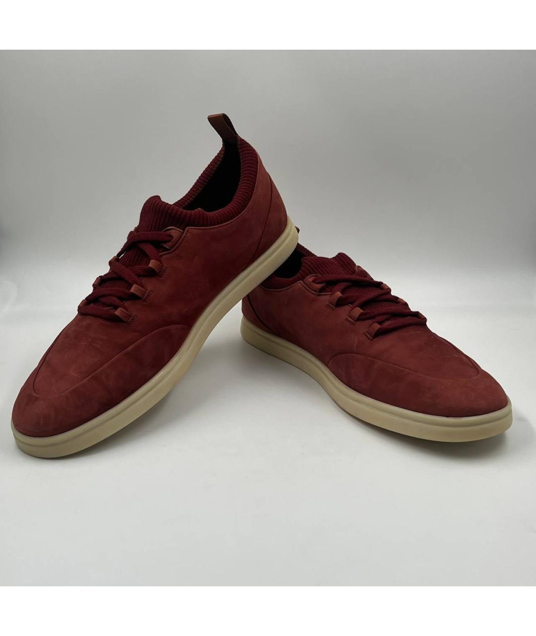 LORO PIANA Бордовые низкие кроссовки / кеды, фото 4