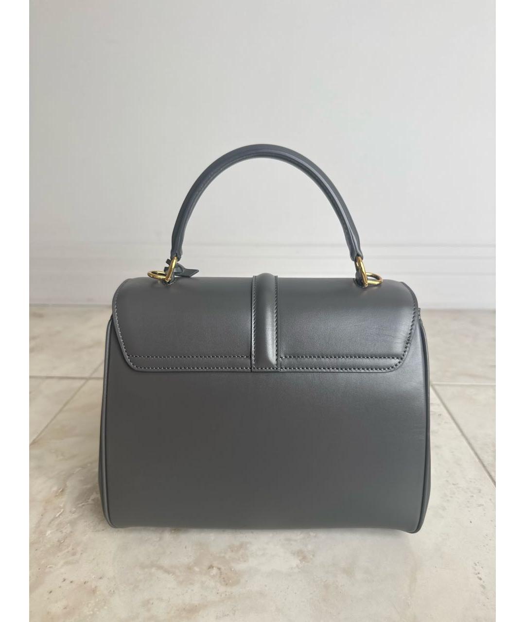 CELINE Серая кожаная сумка с короткими ручками, фото 3