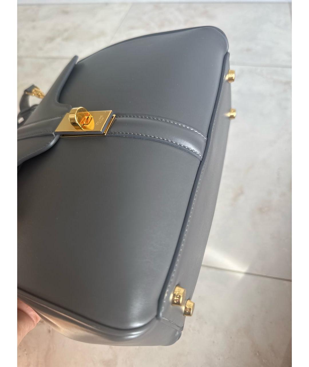 CELINE Серая кожаная сумка с короткими ручками, фото 8