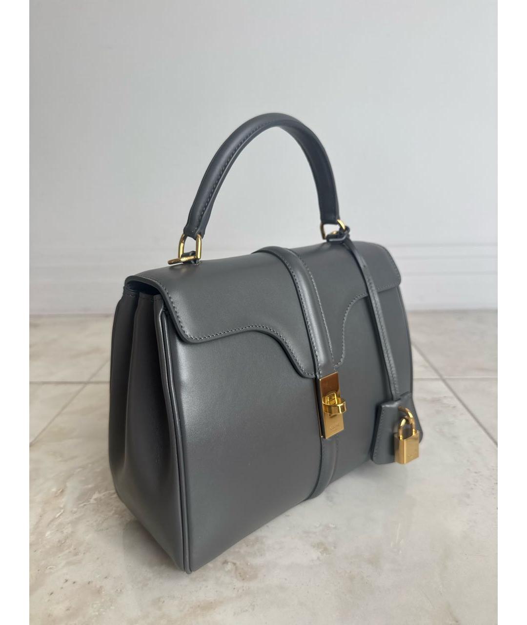 CELINE Серая кожаная сумка с короткими ручками, фото 2
