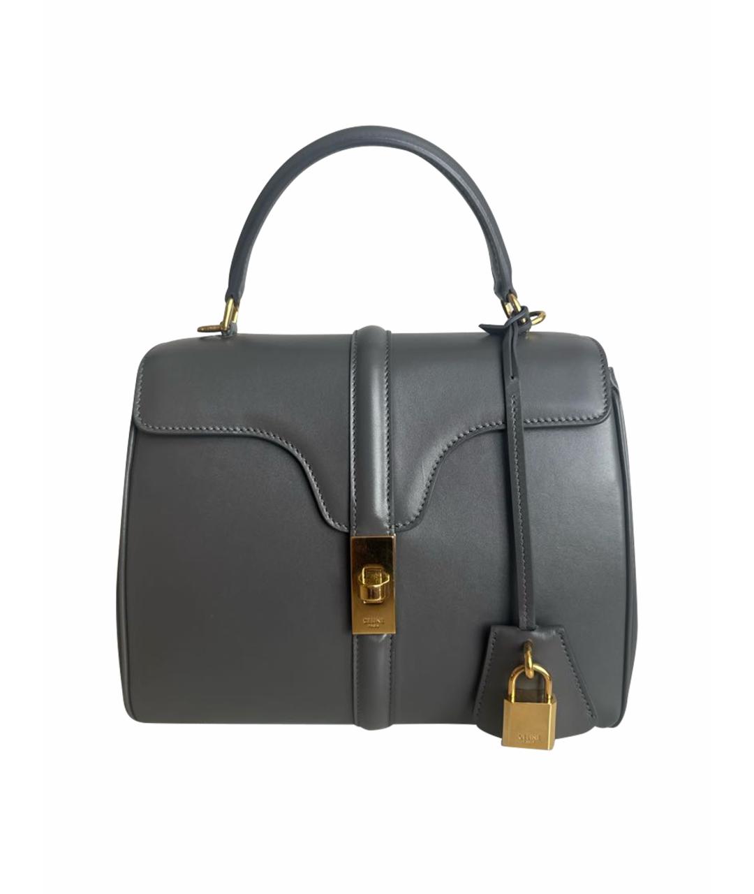 CELINE Серая кожаная сумка с короткими ручками, фото 1