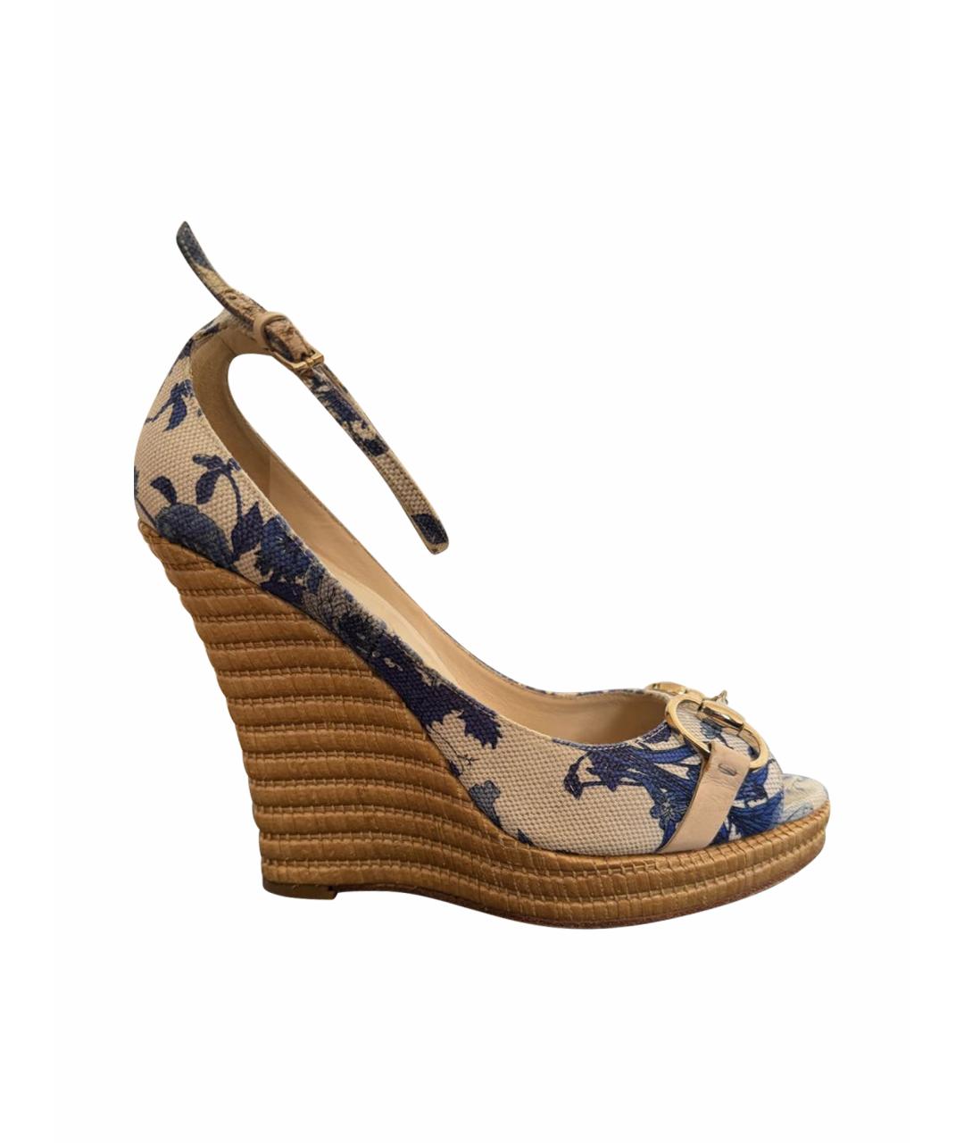 GUCCI Мульти текстильные босоножки, фото 1