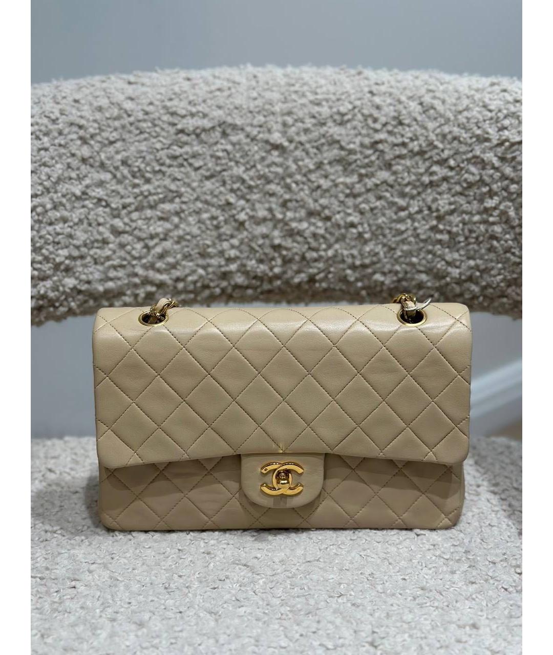 CHANEL Бежевая кожаная сумка через плечо, фото 7