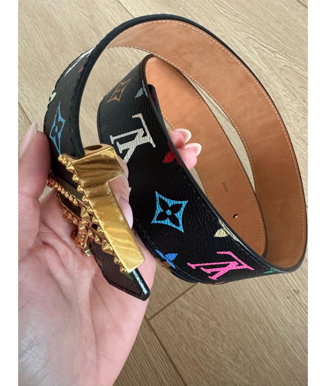LOUIS VUITTON Черный кожаный ремень, фото 4