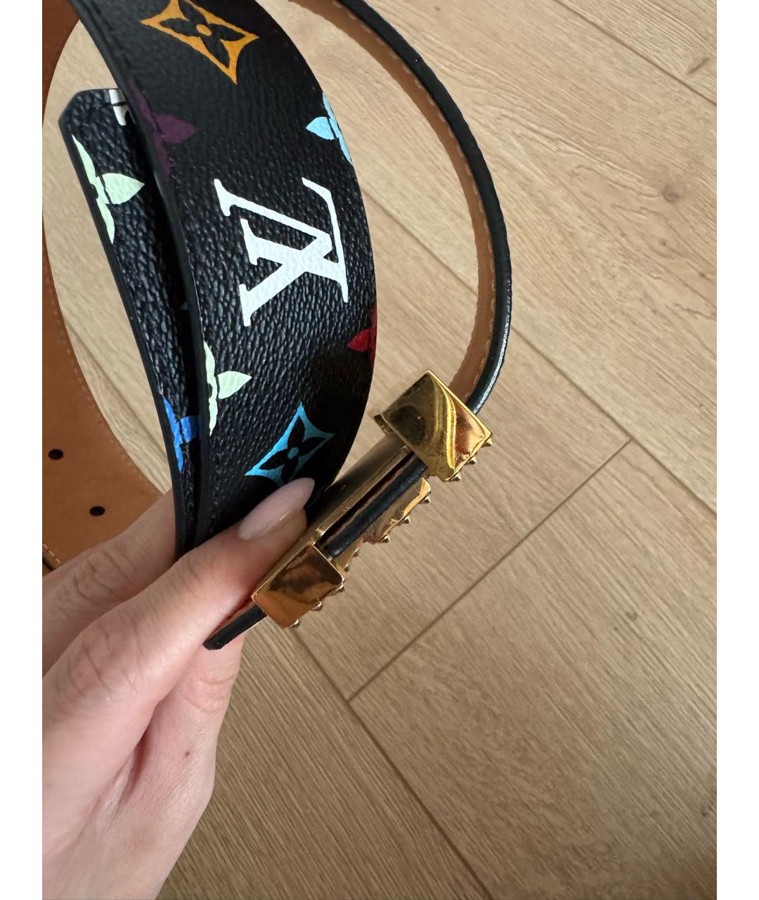 LOUIS VUITTON Черный кожаный ремень, фото 3