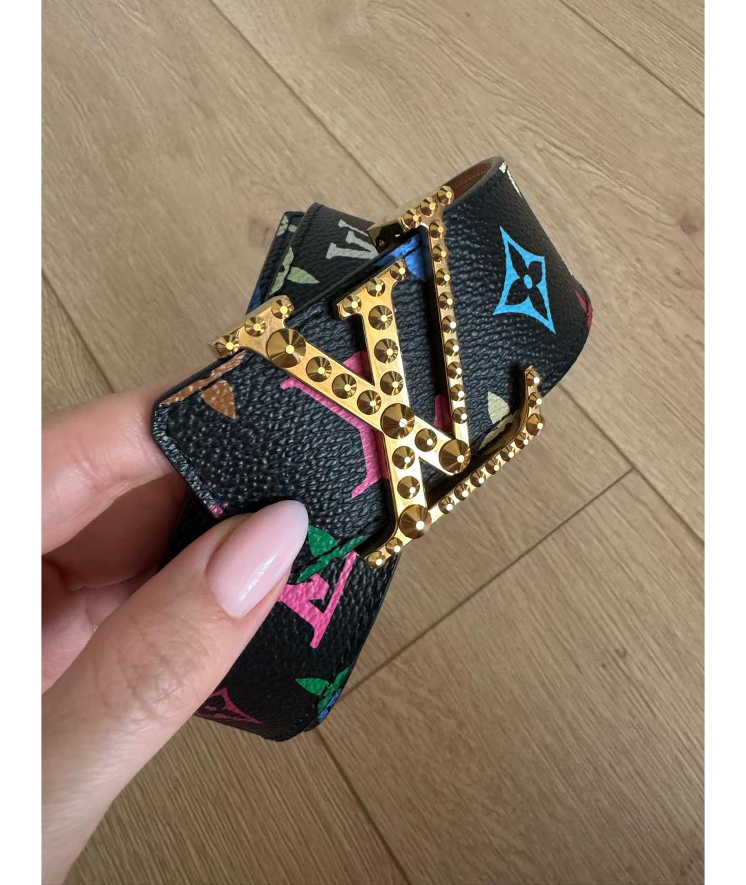 LOUIS VUITTON Черный кожаный ремень, фото 2