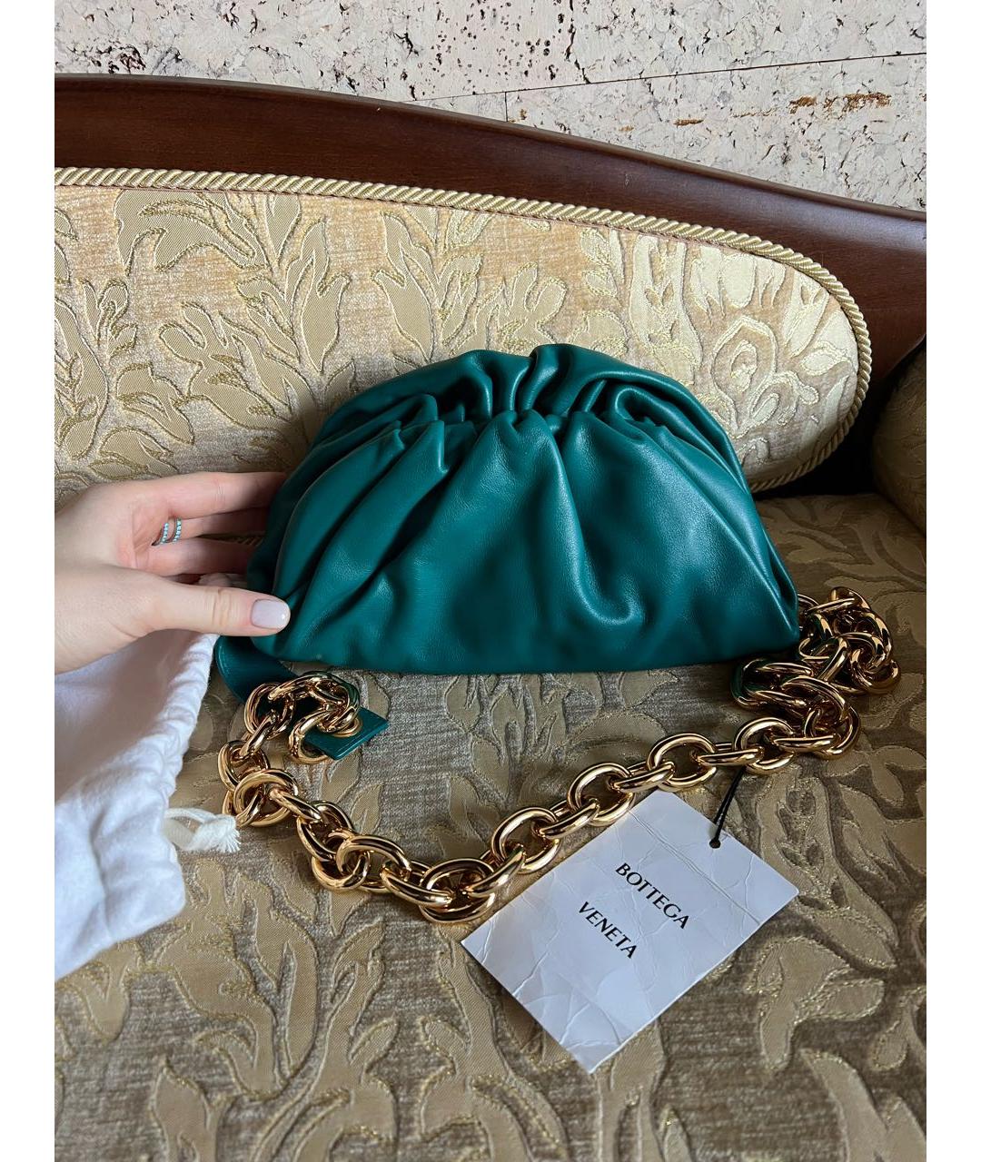 BOTTEGA VENETA Зеленая кожаная сумка через плечо, фото 5