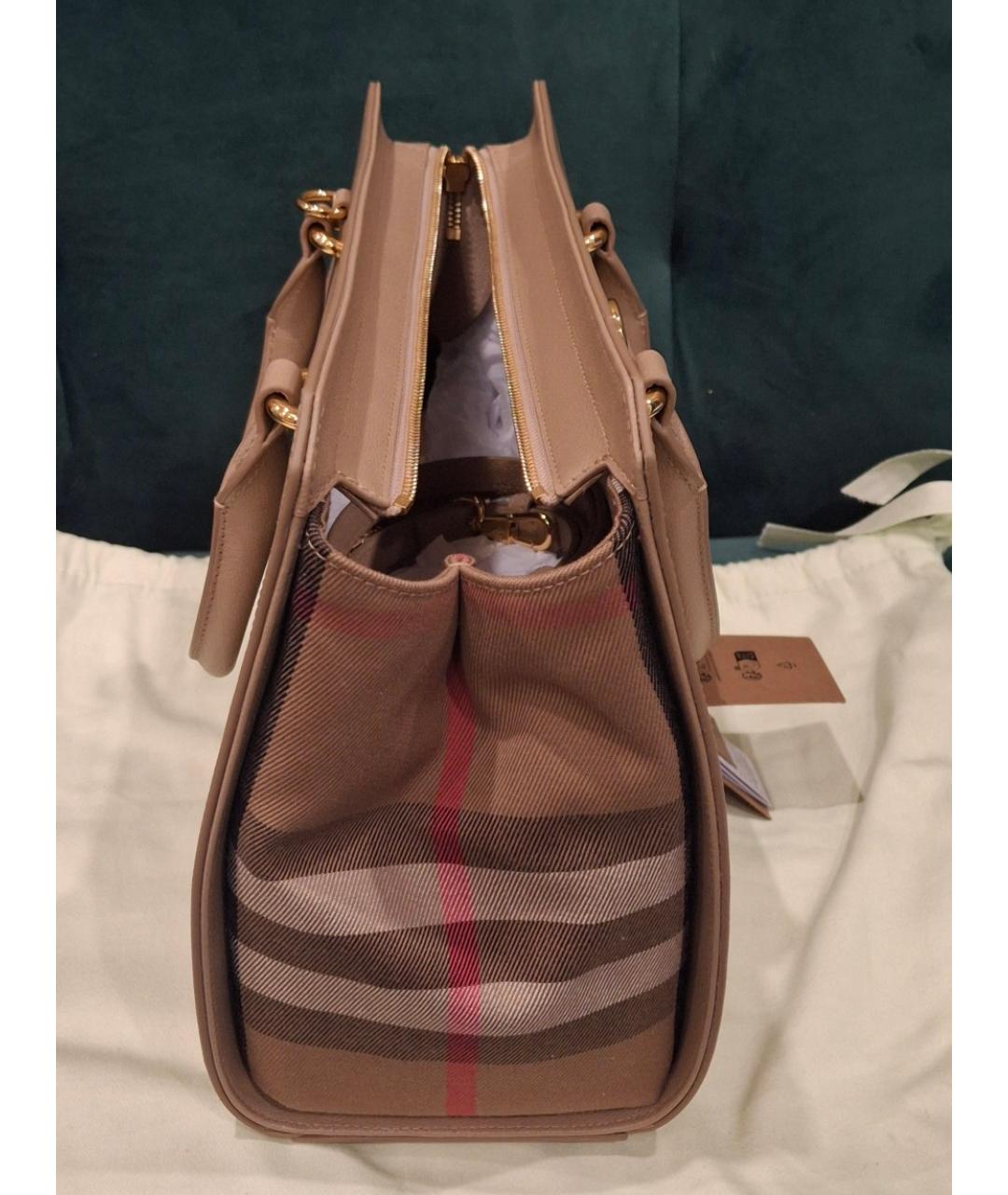 BURBERRY Бежевая кожаная сумка тоут, фото 7