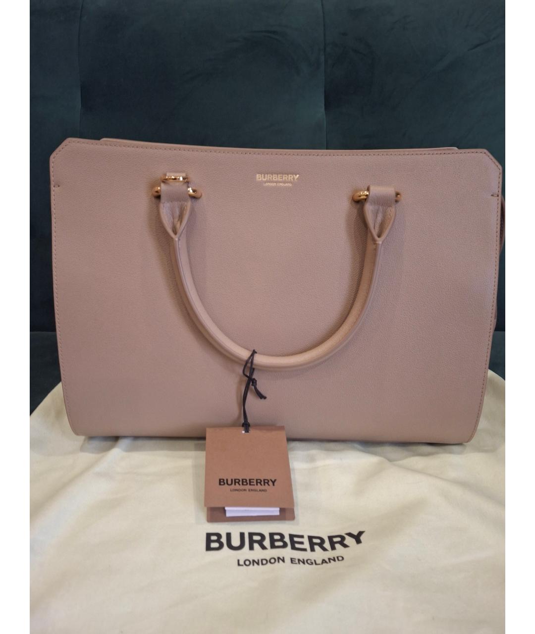BURBERRY Бежевая кожаная сумка тоут, фото 8