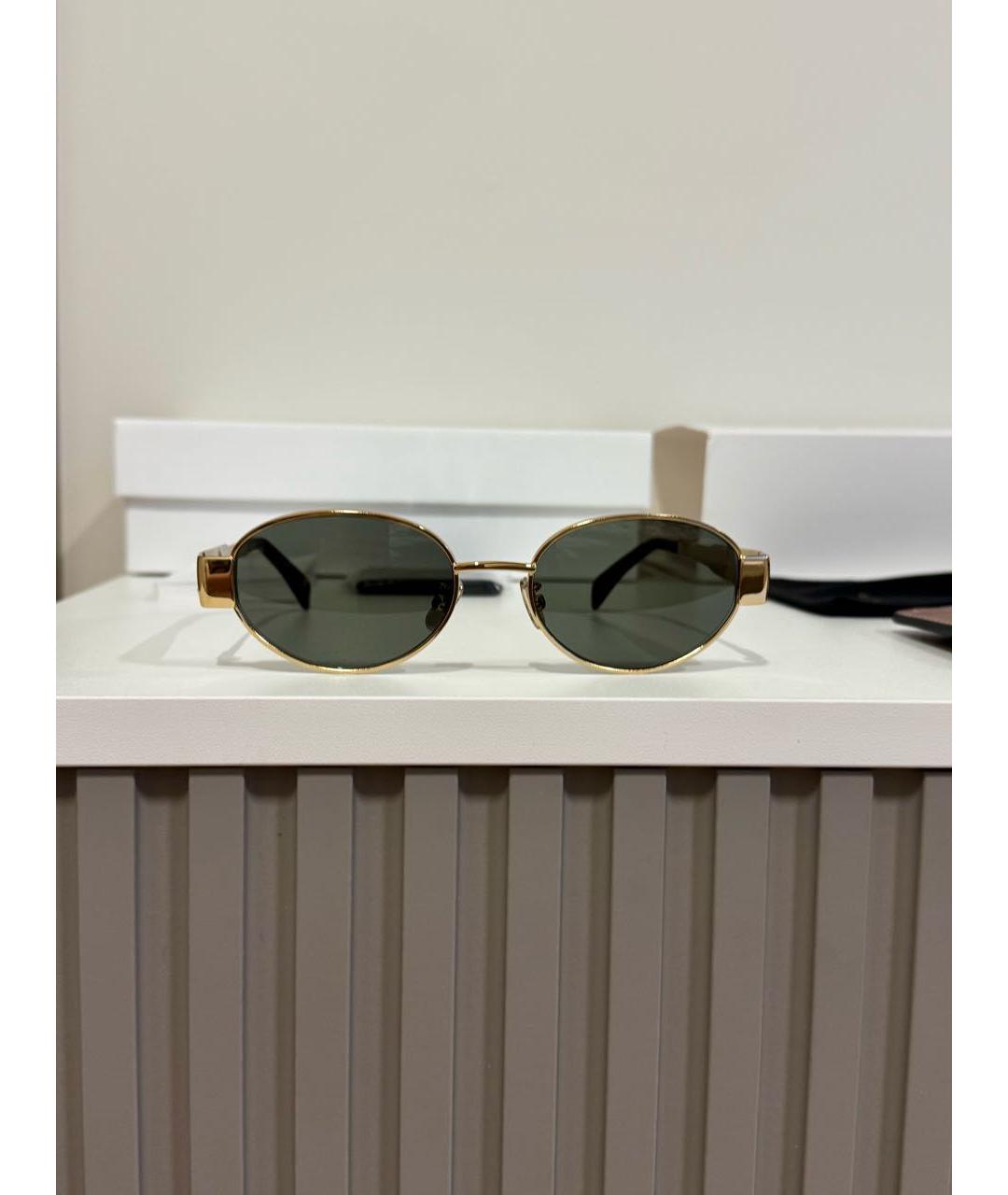 MIU MIU Золотые металлические солнцезащитные очки, фото 3