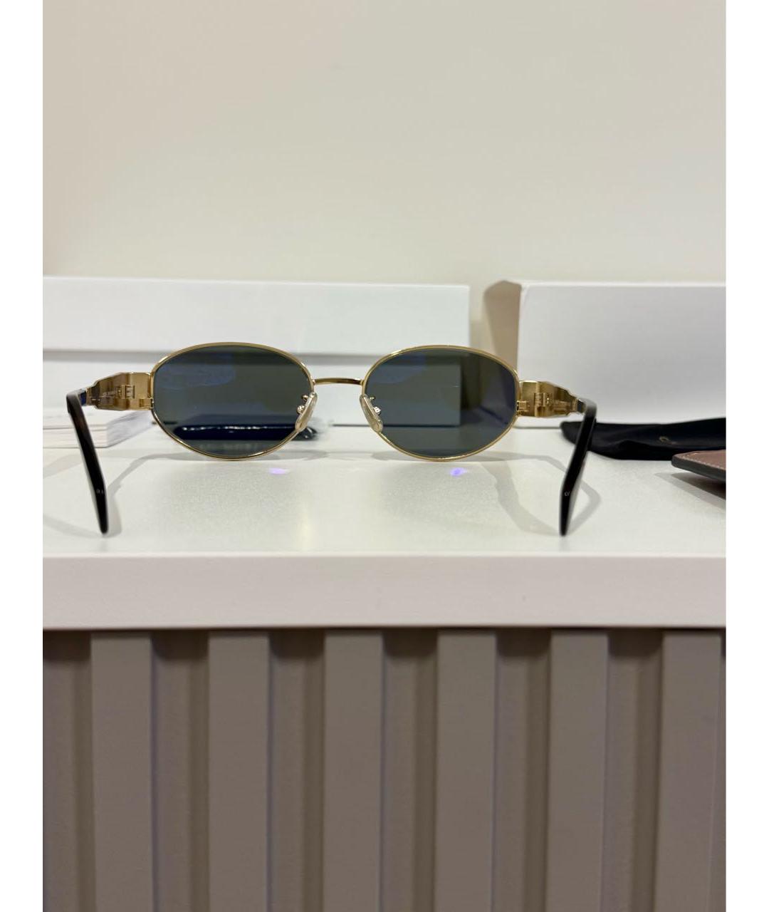 MIU MIU Золотые металлические солнцезащитные очки, фото 5