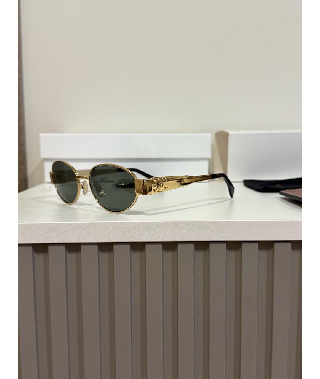 MIU MIU Золотые металлические солнцезащитные очки, фото 4