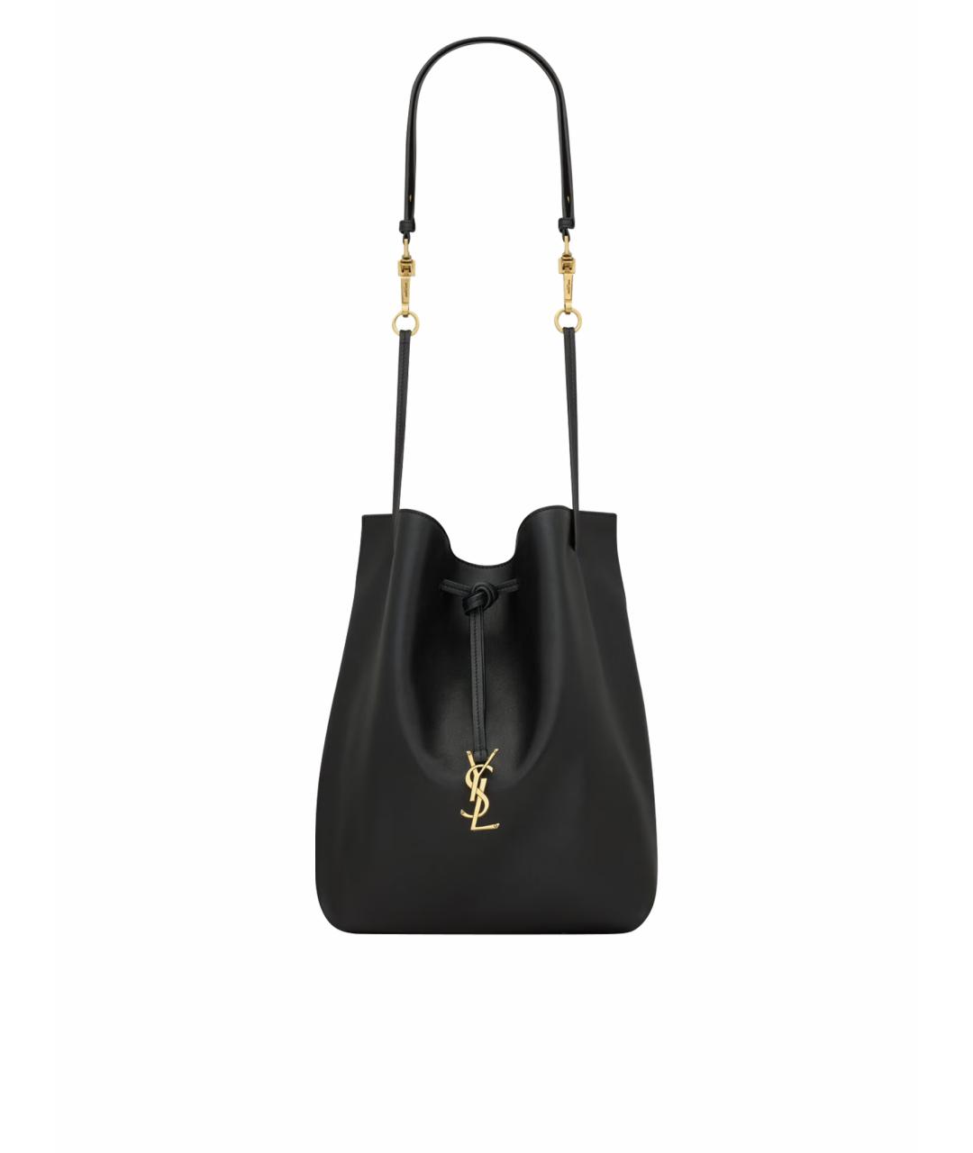 SAINT LAURENT Черная кожаная сумка тоут, фото 1