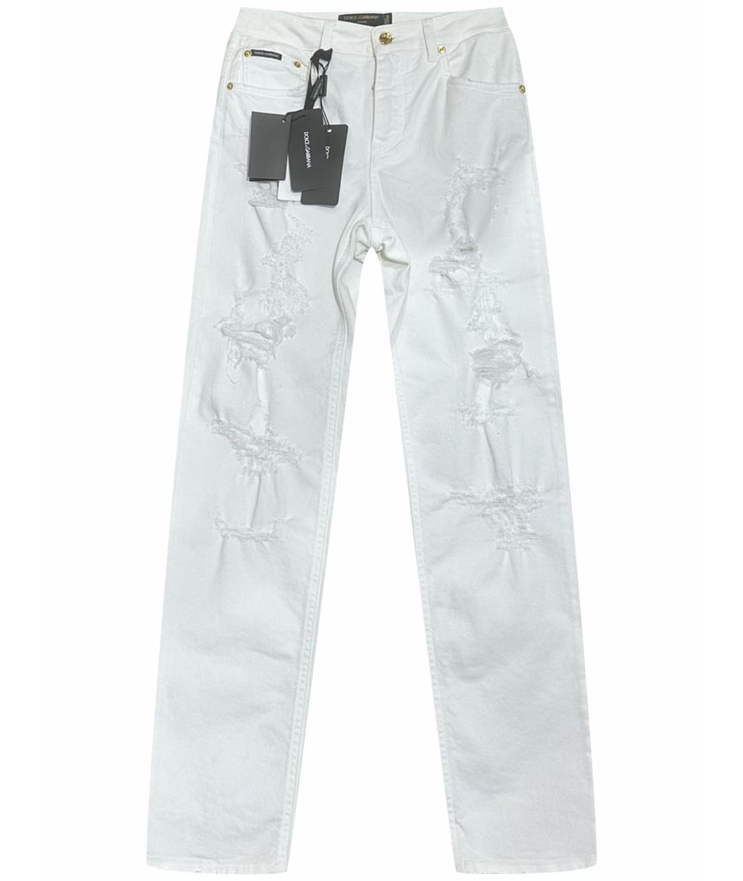 DOLCE&GABBANA Белые хлопковые прямые джинсы, фото 1