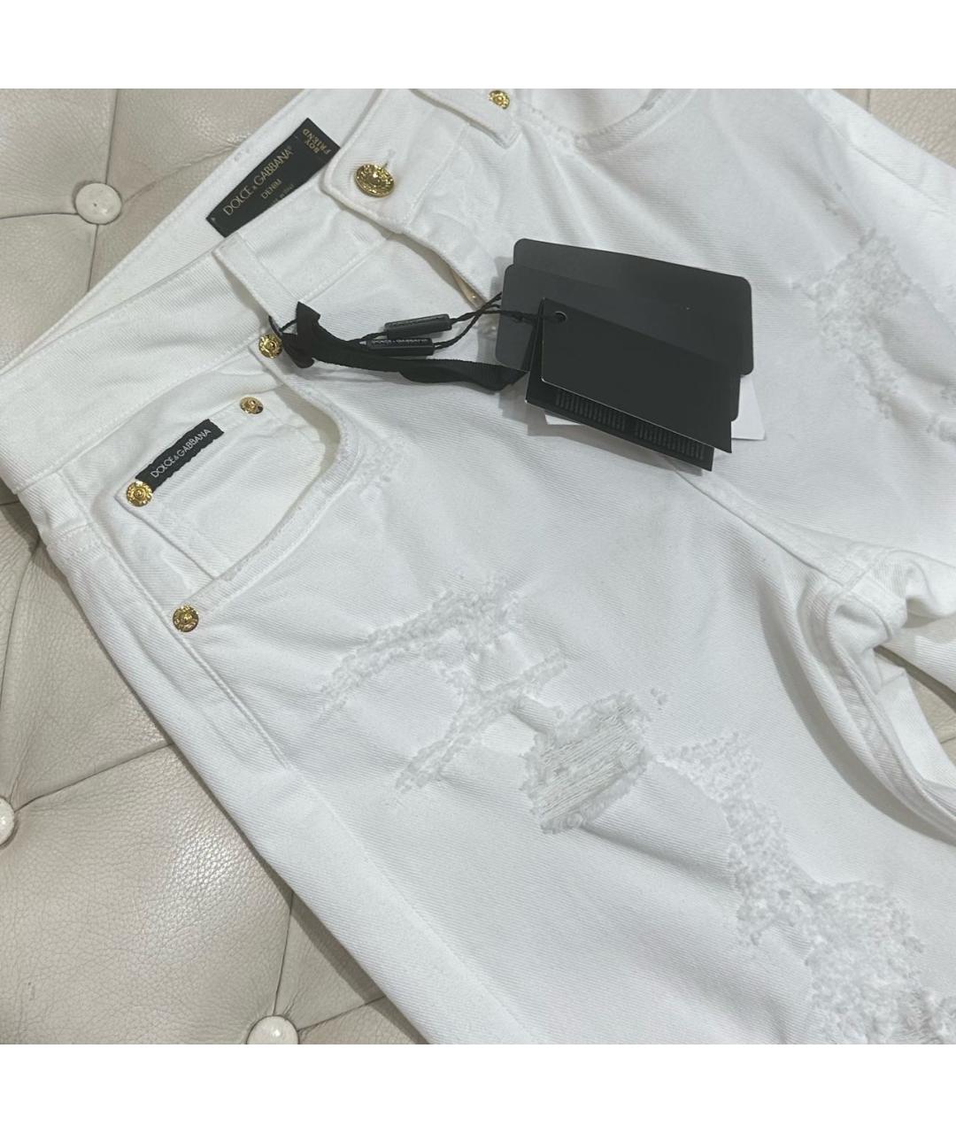 DOLCE&GABBANA Белые хлопковые прямые джинсы, фото 3