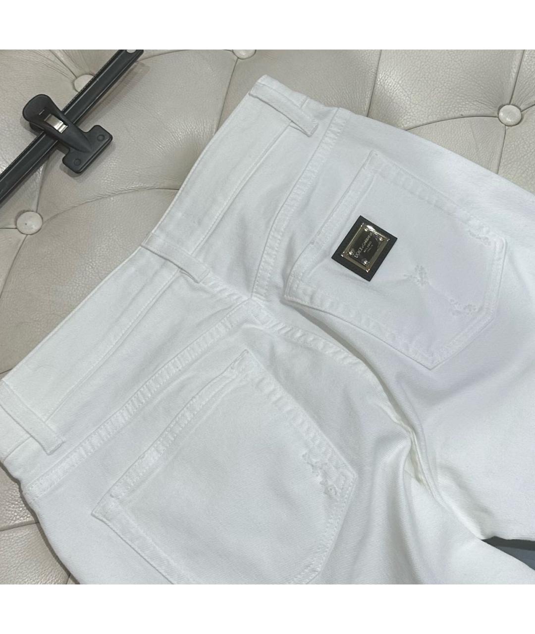 DOLCE&GABBANA Белые хлопковые прямые джинсы, фото 2