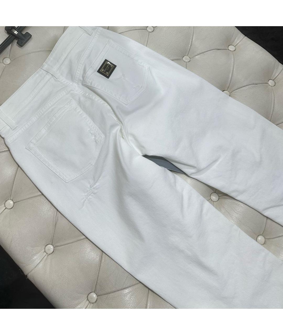 DOLCE&GABBANA Белые хлопковые прямые джинсы, фото 4