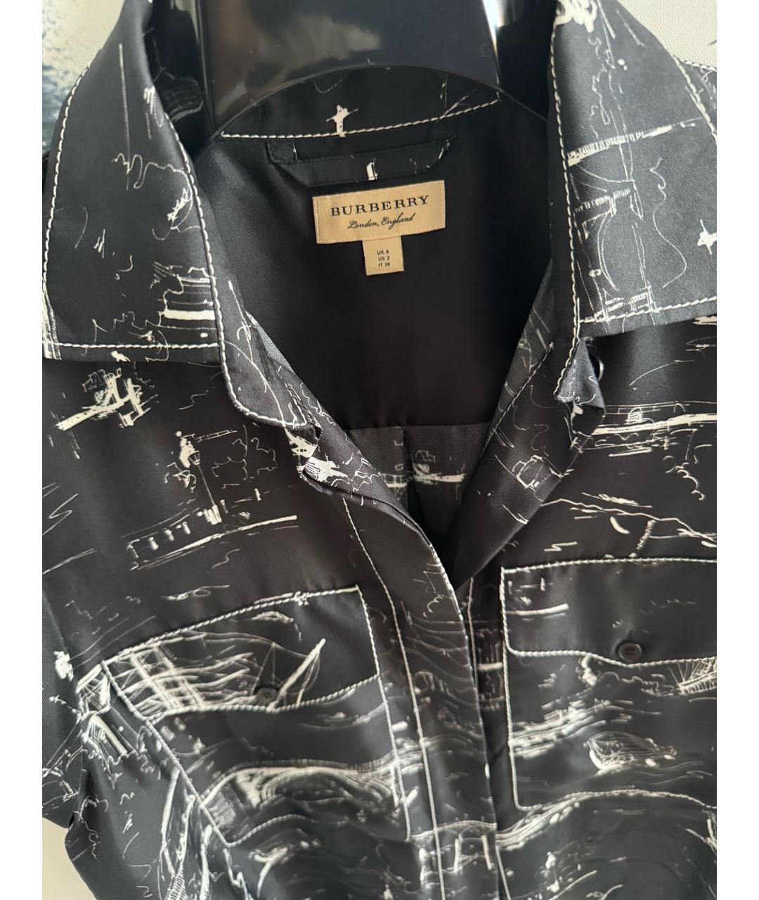 BURBERRY Черная шелковая рубашка, фото 4