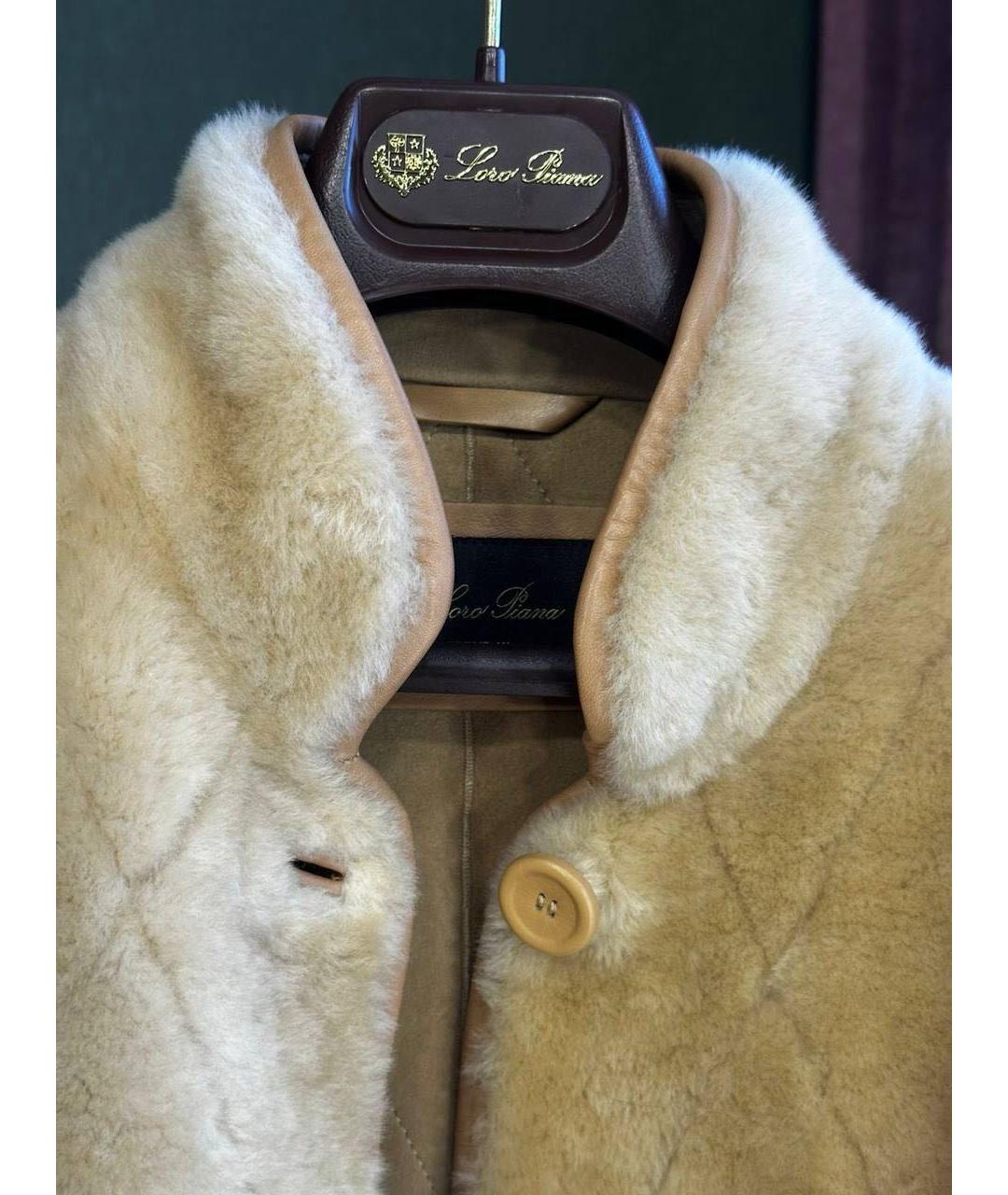 LORO PIANA Бежевая меховая дубленка, фото 4
