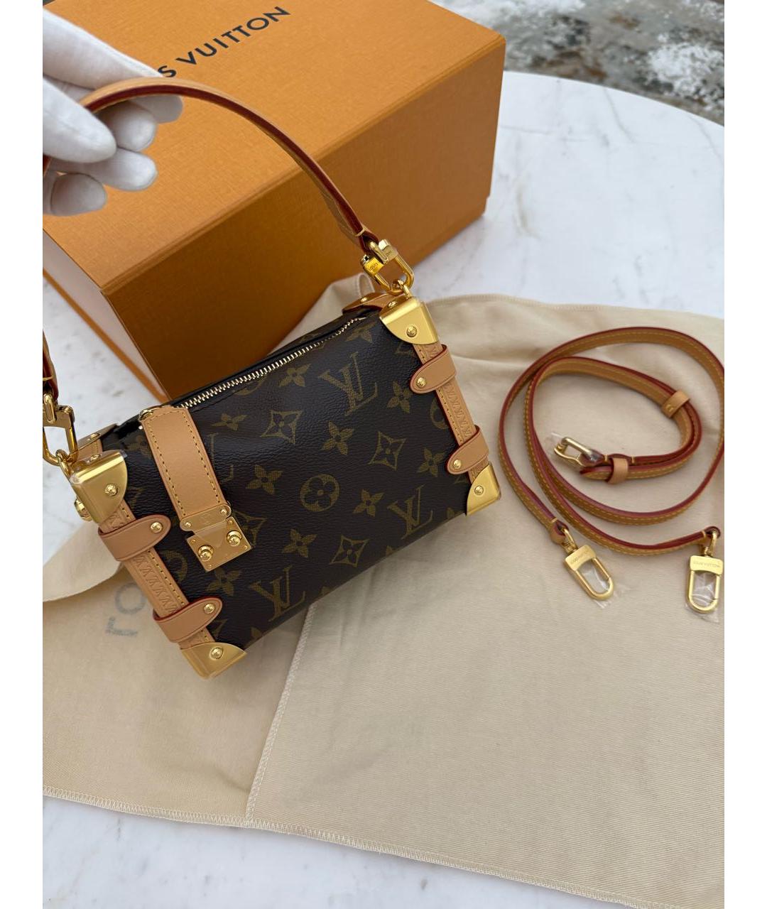 LOUIS VUITTON Коричневая кожаная сумка через плечо, фото 7