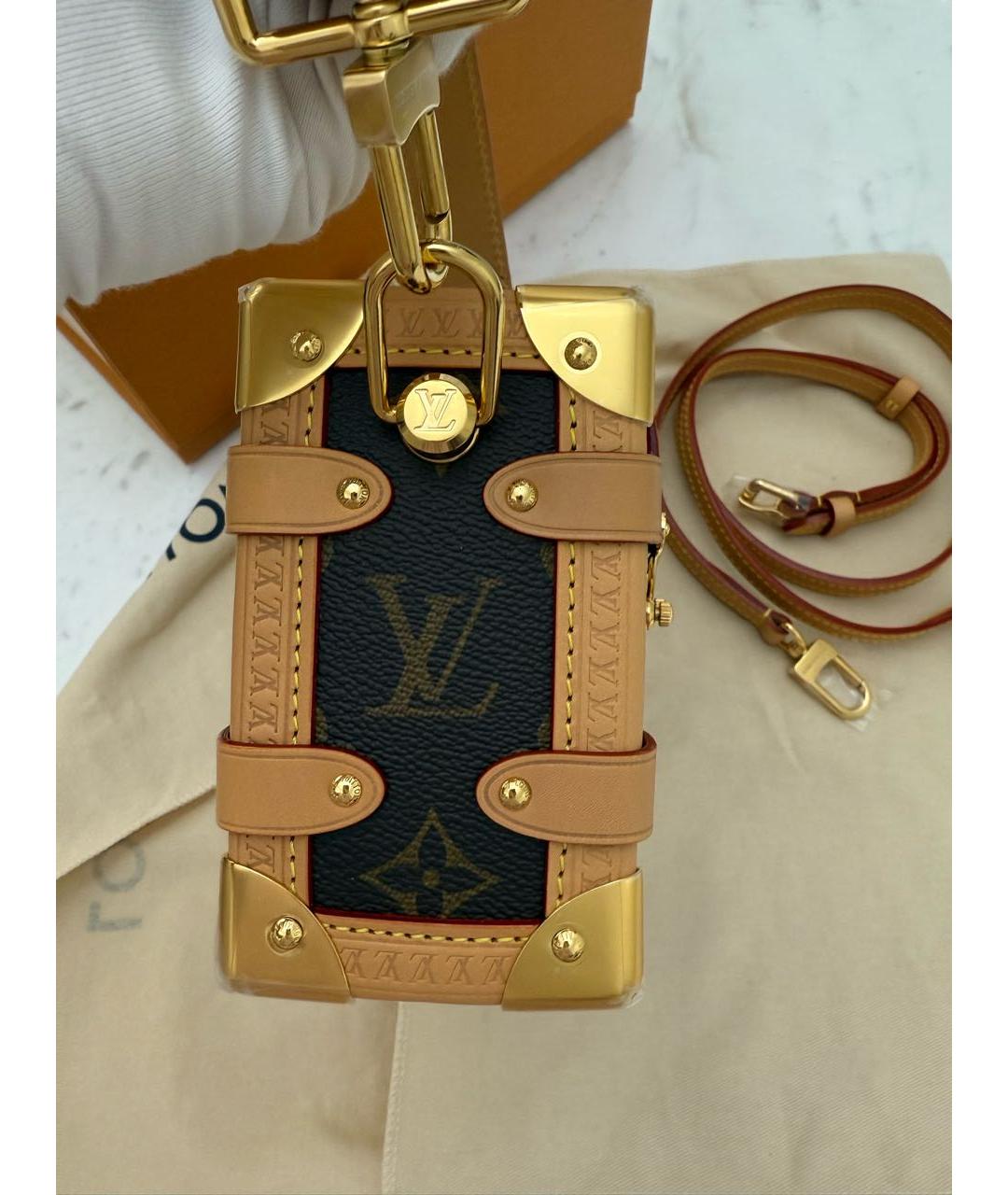 LOUIS VUITTON Коричневая кожаная сумка через плечо, фото 3