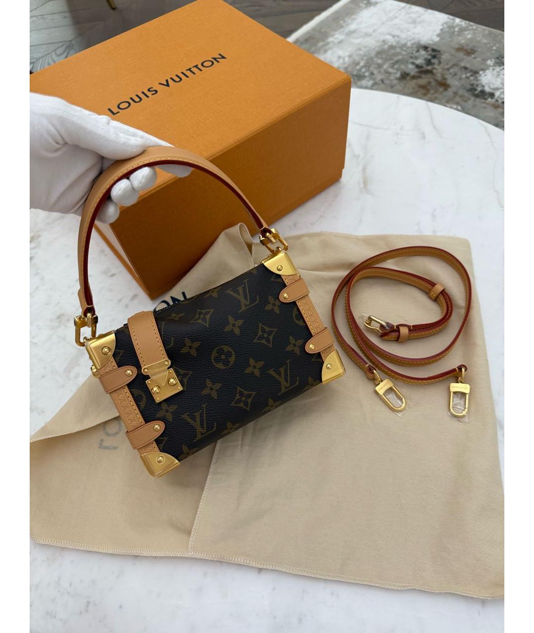 LOUIS VUITTON Коричневая кожаная сумка через плечо, фото 5