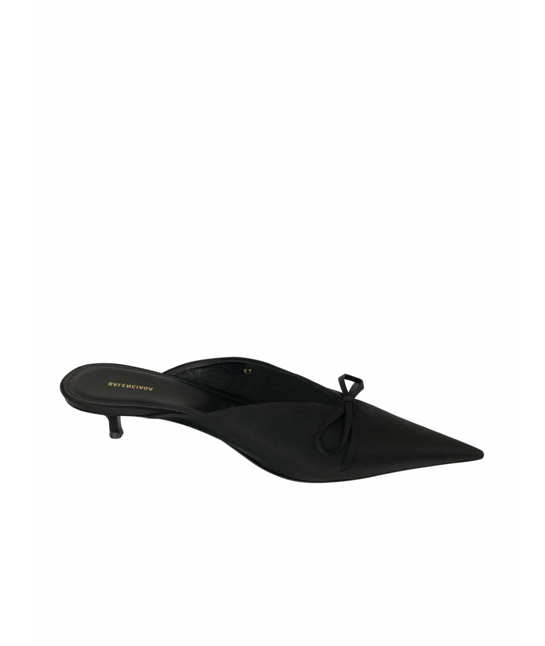 BALENCIAGA Черные кожаные лодочки на низком каблуке, фото 1