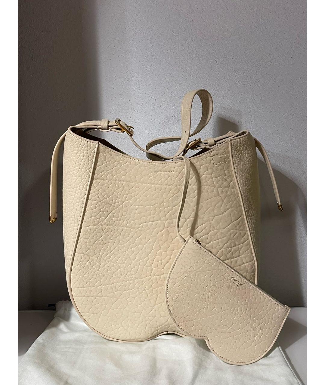 BURBERRY Бежевая кожаная сумка с короткими ручками, фото 7