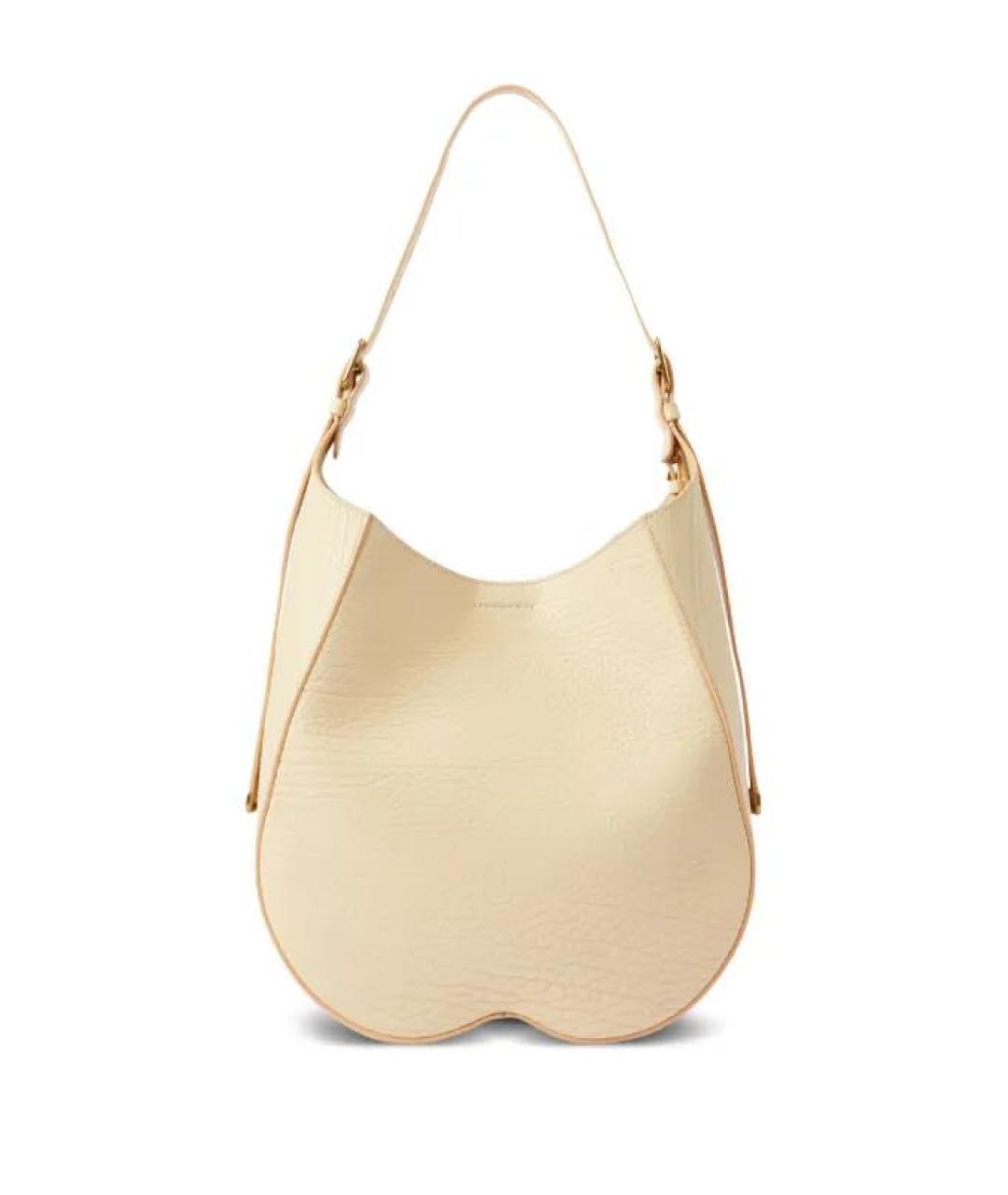 BURBERRY Бежевая кожаная сумка с короткими ручками, фото 2