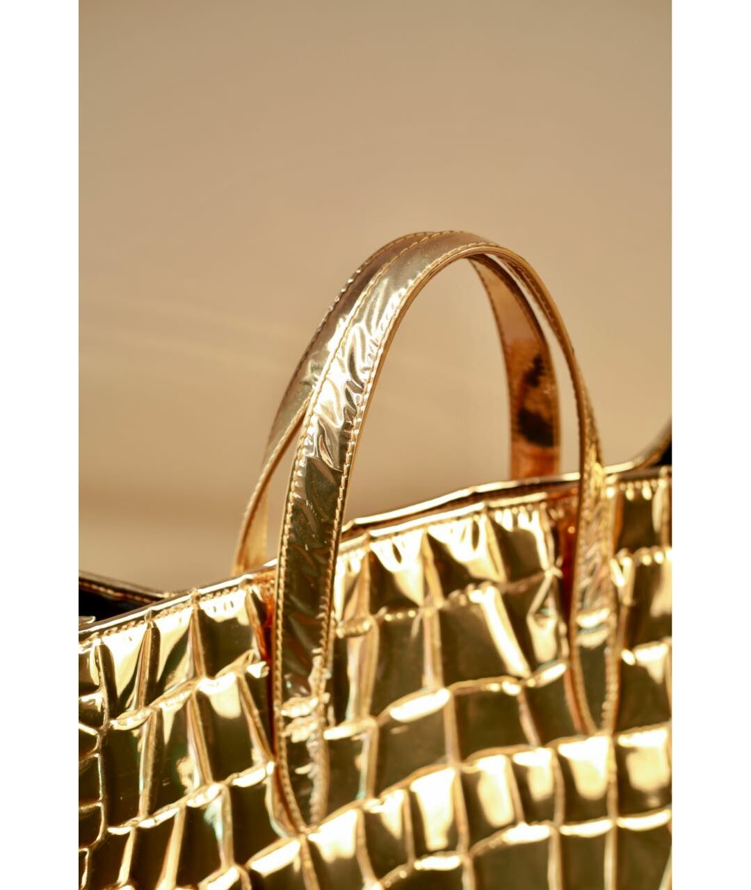 YVES SAINT LAURENT VINTAGE Золотая сумка тоут из искусственной кожи, фото 3
