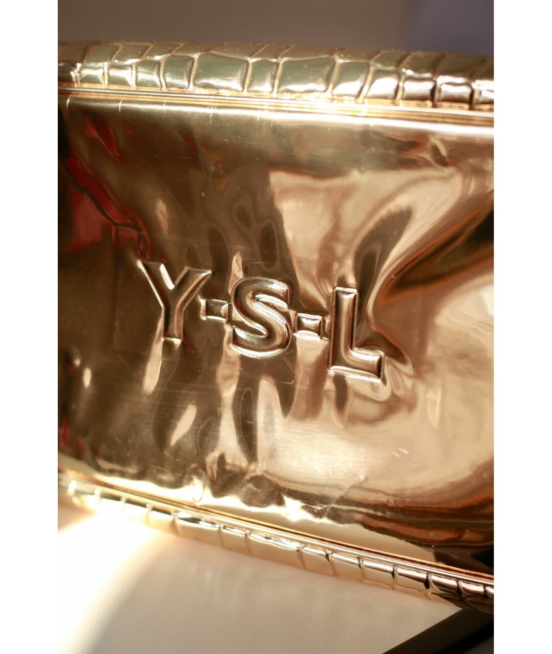 YVES SAINT LAURENT VINTAGE Золотая сумка тоут из искусственной кожи, фото 4
