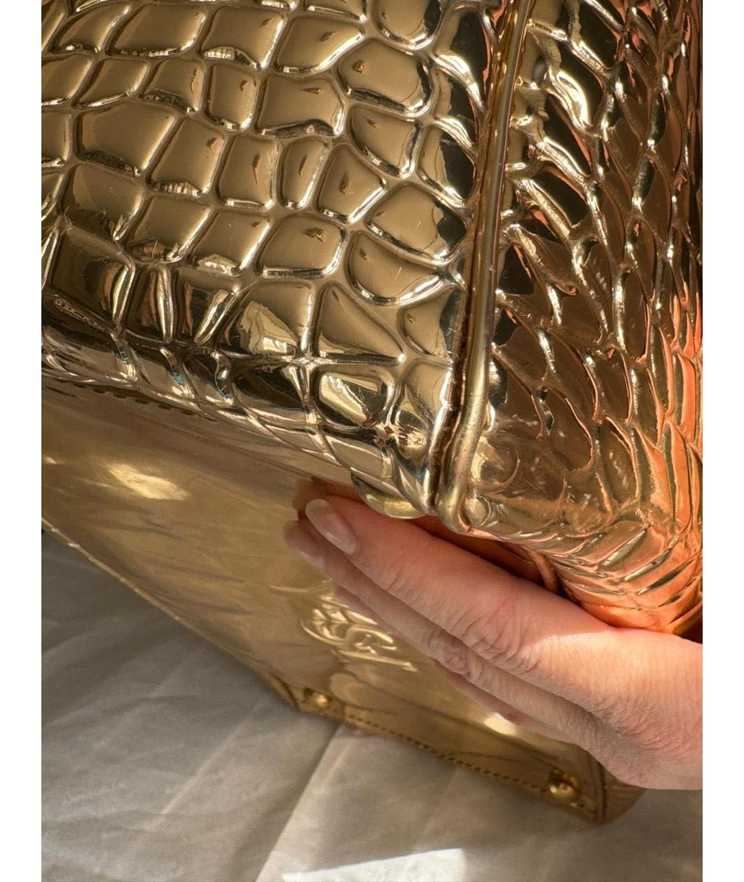 YVES SAINT LAURENT VINTAGE Золотая сумка тоут из искусственной кожи, фото 7
