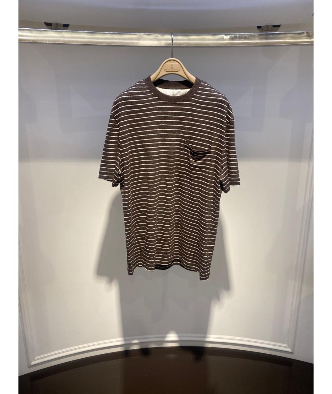 BRUNELLO CUCINELLI Коричневая футболка, фото 2