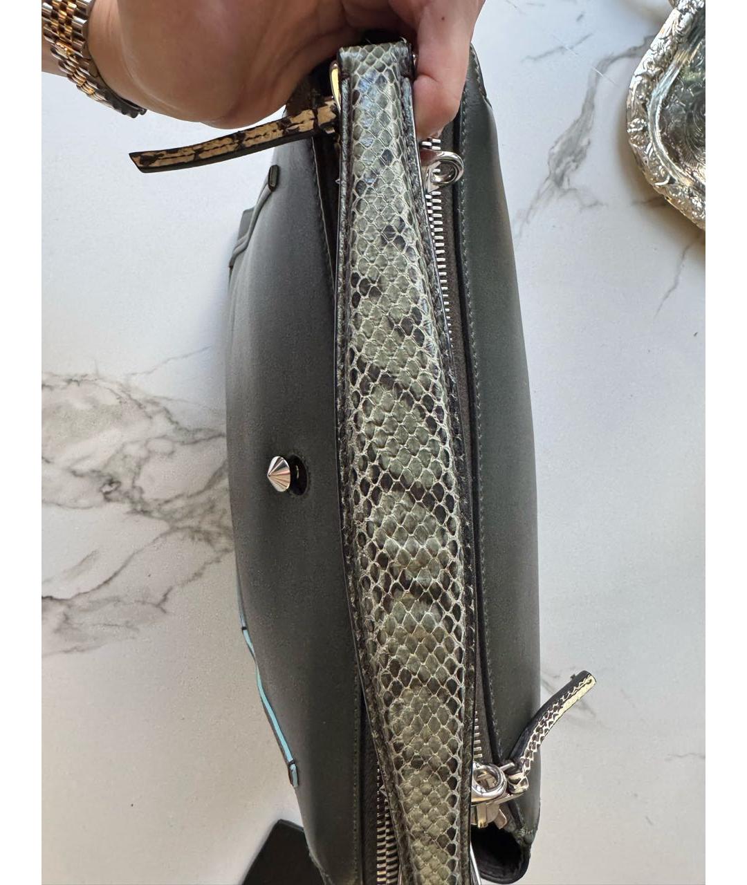 FENDI Зеленая кожаная сумка тоут, фото 3