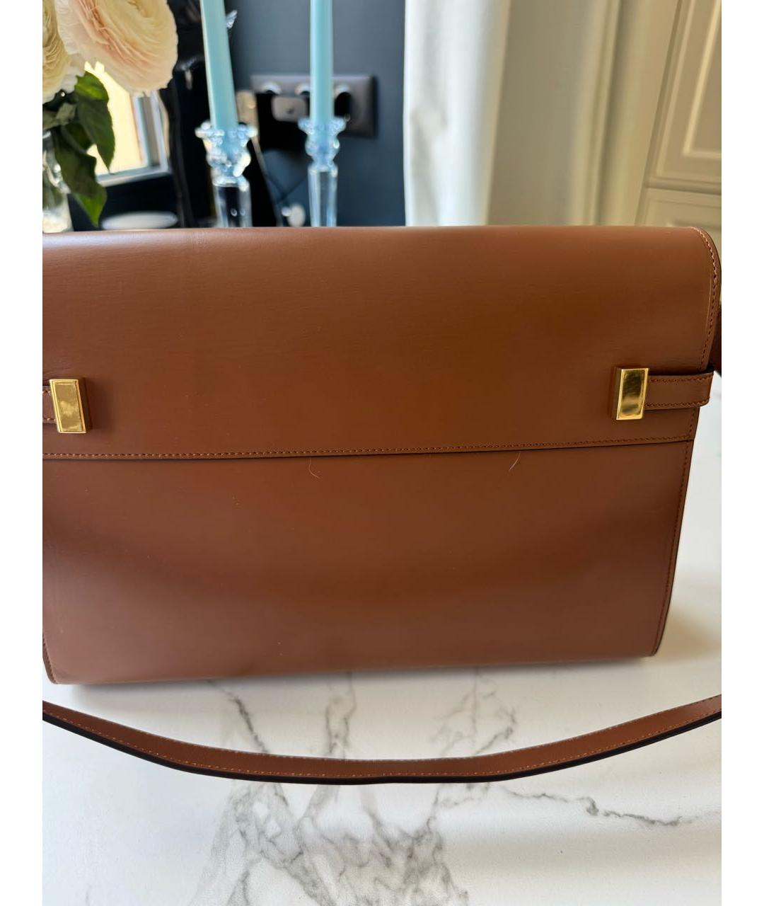 SAINT LAURENT Коричневая кожаная сумка через плечо, фото 3