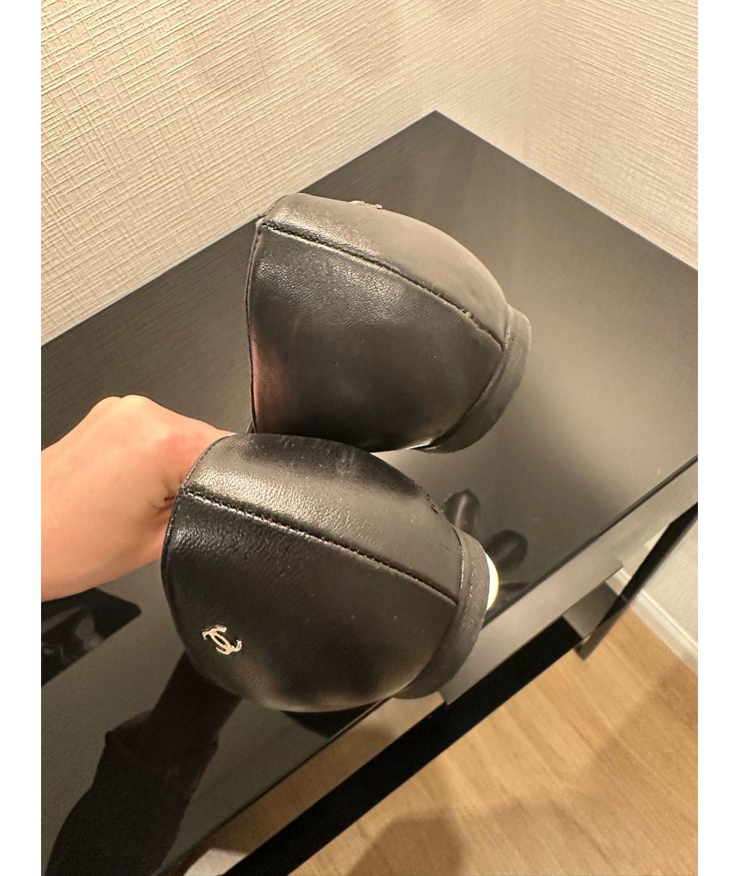CHANEL Черные кожаные балетки, фото 4
