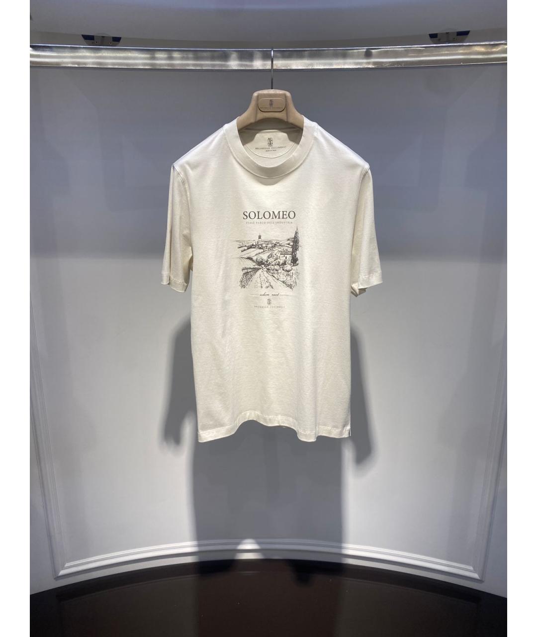 BRUNELLO CUCINELLI Белая хлопковая футболка, фото 2