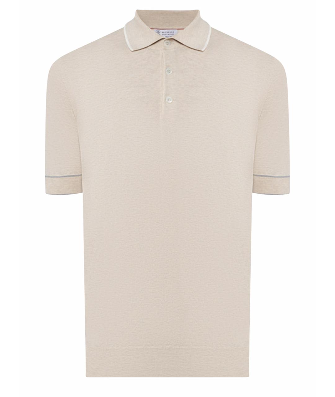 BRUNELLO CUCINELLI Бежевое поло с коротким рукавом, фото 1